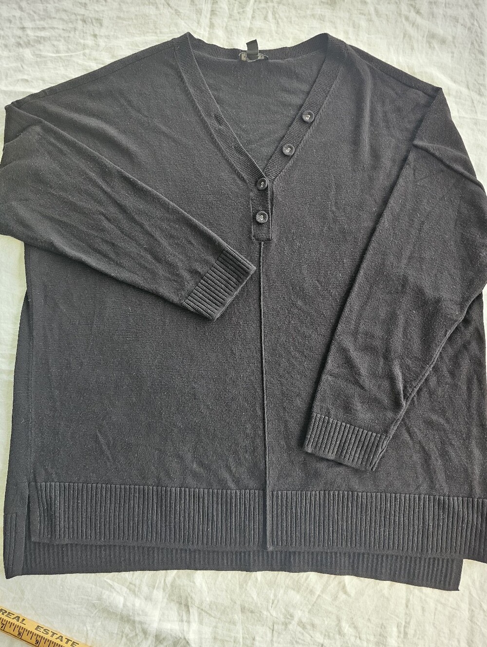 Tribal Black V-Neck Oversized Sweater Size XXL